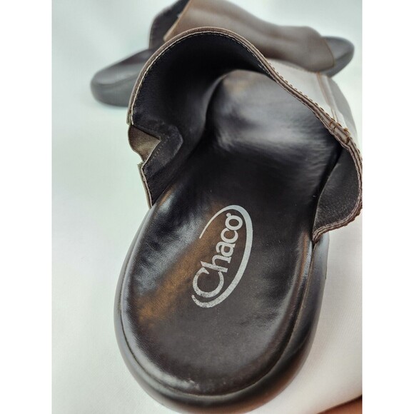 Chaco Men\'s Brown Leather Slides Sandals Shoes -‎ Size 13 - Made In Portugal main image 11